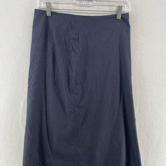 Tahari Straight Skirt Women Sz 4 Navy Blue Lined Seamless Mid Length Linen Blend - Picture 5 of 11